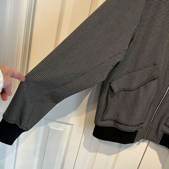 Club Monaco Men’s Black/Grey Houndstooth Zip Up‎ Lined Jacket Size XL - Picture 5 of 14